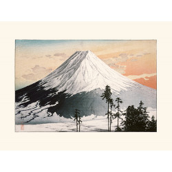 Grabado japonés, Monte Fuji- distrito de Katsuyama por Hiroaki Takahashi-1929